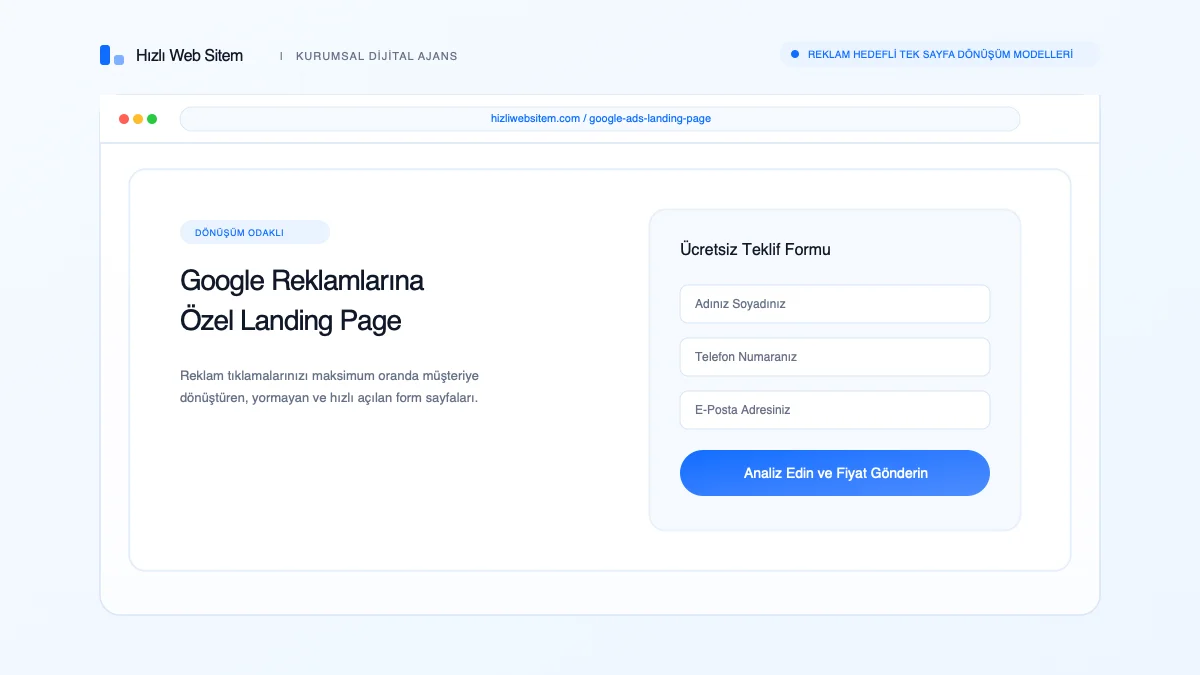 Google reklam ajansı landing page satış sayfaları